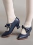 Vintage Bow Decor Hollow out Spool Heel Mary Jane Shoes