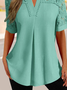 Women's Plain V Neck T-shirt Loose Casual Short Sleeve Green White Light Blue