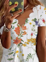 Loose Floral V Neck Casual Dress With No