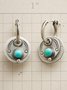 Retro Metal Old Ethnic Pattern Turquoise Earrings Leisure Vacation Women's Jewelry