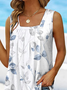 Casual Square Neck Floral Tank Top