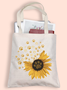 Women's Cute Dog Simple Sunflower Shopping Tote