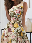 Floral Design Slim Tank Maxi Skirt Dress