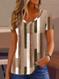 V Neck Casual Striped T-Shirt for Women