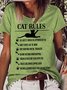 Women's Funny Cat Rules Graphic Printing Cotton-Blend Cat Casual Crew Neck T-Shirt
