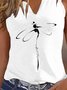 Dragonfly Casual Notched Loose Tank Top