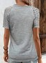 Casual V Neck Lace Regular Fit T-Shirt
