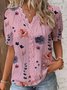 V Neck Casual Floral Lace Shirt