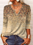 Notched Ethnic Loose Casual Shirt
