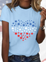 Women's Cotton Loose Heart 4th of July T-Shirt