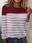 Crew Neck T-Shirt for Women Striped Casual Tee