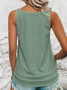 Loose Geometric Elegant Crew Neck Solid Eyelet Embroidery Tank Top