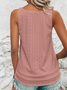 Loose Geometric Elegant Crew Neck Solid Eyelet Embroidery Tank Top