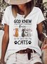 Women‘s Casual Cat Lover Letters Crew Neck T-Shirt