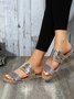 Casual Multi Metallic Strap Color Block Slide Sandals