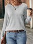 Casual Crew Neck Lace T-Shirt