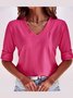 Women's Plain V Neck T-Shirt Regular Fit Soft Shirt