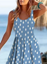 Casual Polka Floral Crew Neck Loose Dress