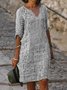 Notched Floral Casual Loose Dress