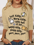 Women Text Letters Crew Neck Cotton-Blend Long Sleeve Casual Daily Spring/Fall Blouse