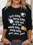 Women Text Letters Crew Neck Cotton-Blend Long Sleeve Casual Daily Spring/Fall Blouse