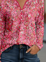Floral Notched Casual T-Shirt