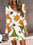 Halloween Loose Casual V Neck Dress With No