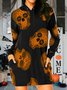 Skull Hoodie Casual Loose Dress With No