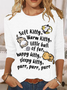Women Text Letters Crew Neck Cotton-Blend Long Sleeve Casual Daily Spring/Fall Blouse