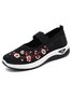 Floral Embroidery Breathable Slip On Mary Jane Flyknit Sneakers