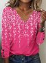 Casual Floral Buckle Lace Collar Long Sleeve T-Shirt