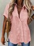 Women's Short Sleeve Shirt Summer Casual Lace Loose Blouse White Pink Royal Blue Khaki