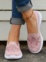 Floral Embroidery Breathable Flyknit Slip On Sneakers