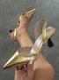 Gold Faux Leather Sexy Pointed Toe High Heels