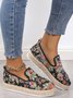 Floral Embroidery Platform Slip On Espadrille Shoes