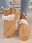 Casual Faux Suede Warmth Furry Platform Slingback Shoes