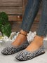 Casual Leopard Breathable Mesh Fabric Square Toe Shallow Shoes