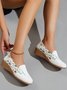Women Floral Printed Breathable Mesh Fabric Comfy Wedge Heel Slip On Shoes