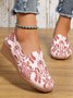 Ethnic Pattern Mesh Fabric Wedge Heel Comfy Slip On Shoes