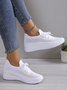 Casual Lace-up Decor Breathable Flyknit Wedge Heel Slip On Sneakers