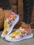 Rhinestone Floral Printed Breathable Slip On Flyknit Sneakers