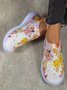 Rhinestone Floral Printed Breathable Slip On Flyknit Sneakers