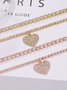 Heart Rhinestone Party Anklet Set