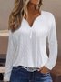 Casual Knitted Textured V-Neck Loose T-Shirt