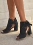 Bowknot Side Cutout Fashion Chunky Heel Sandals Boots