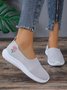 Rose Embroidery Gray Breathable Slip On Flyknit Sneakers