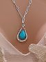 Turquoise Drop Shape Vintage Pendant Necklace