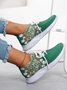 Women Ethnic Pattern Breathable Slip On Flyknit Sneakers