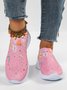 Rhinestone Floral Mesh Fabric Slip On Sneakers