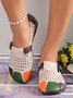 Women Color Block Hollow Out Mary Jane Shoes